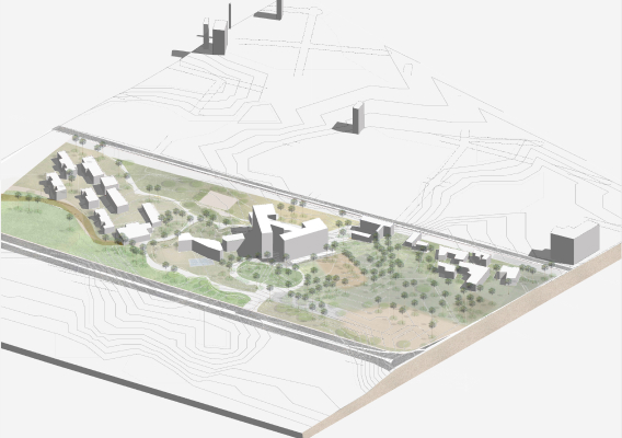 Axonometry of site buildings