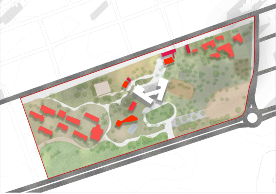 Plan showing buildings on the site